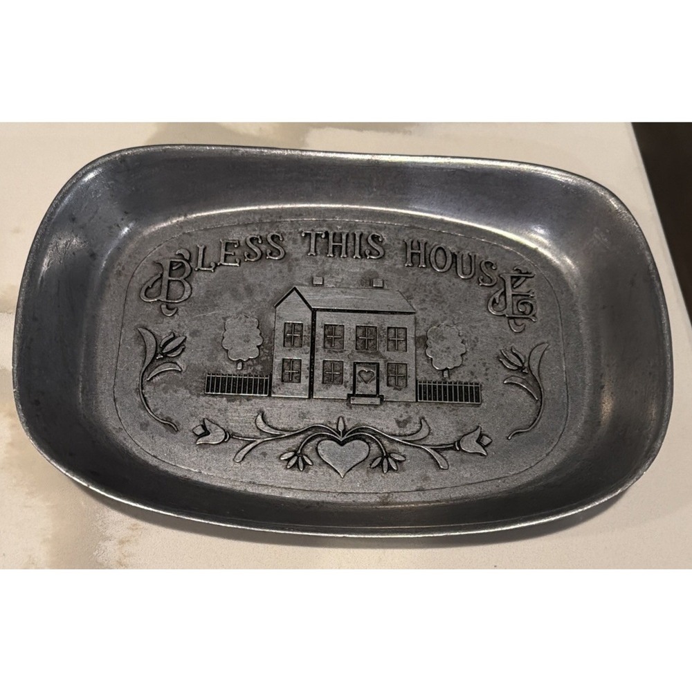 WILTON ARMETALE  Bless This House Tray 9.5" X 7" Metal Serve ware Oven Safe New